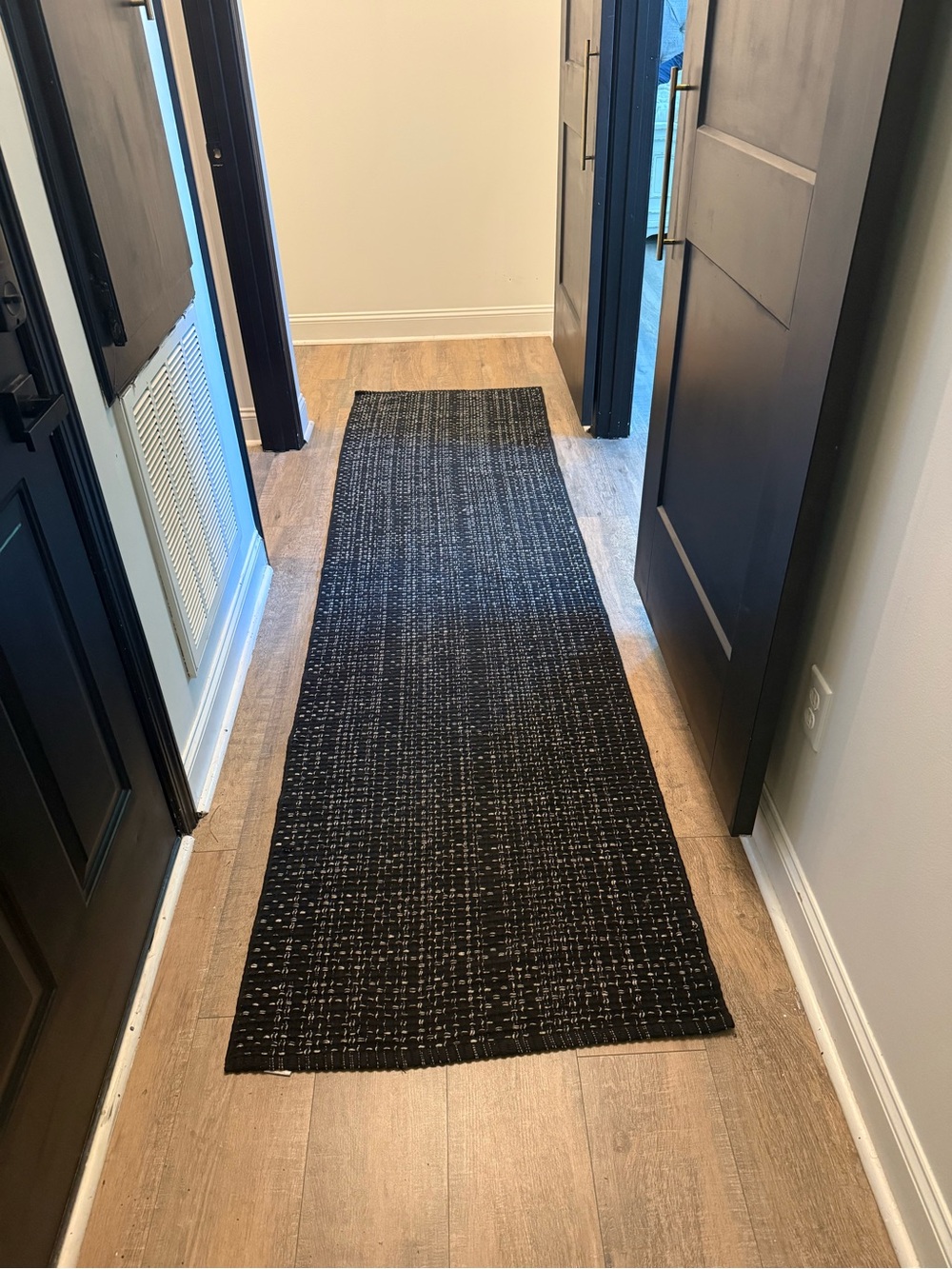 Black Woven Hall Runner Rug
